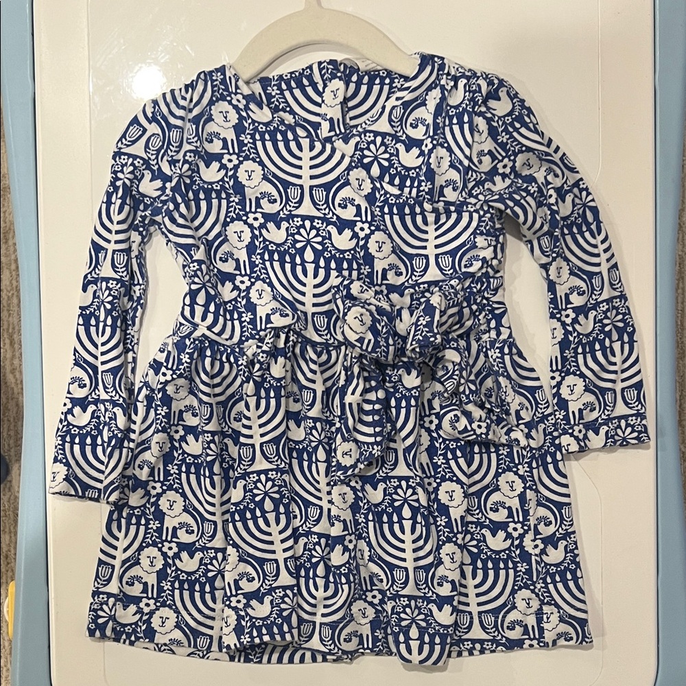 Kate Quinn long sleeve party bow dress | menorah | bamboo - 2T